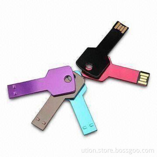 High-speed Gold USB Keys, Supports 1 to 64GB Capacity with Metal Material, Free Logo and Gift Box